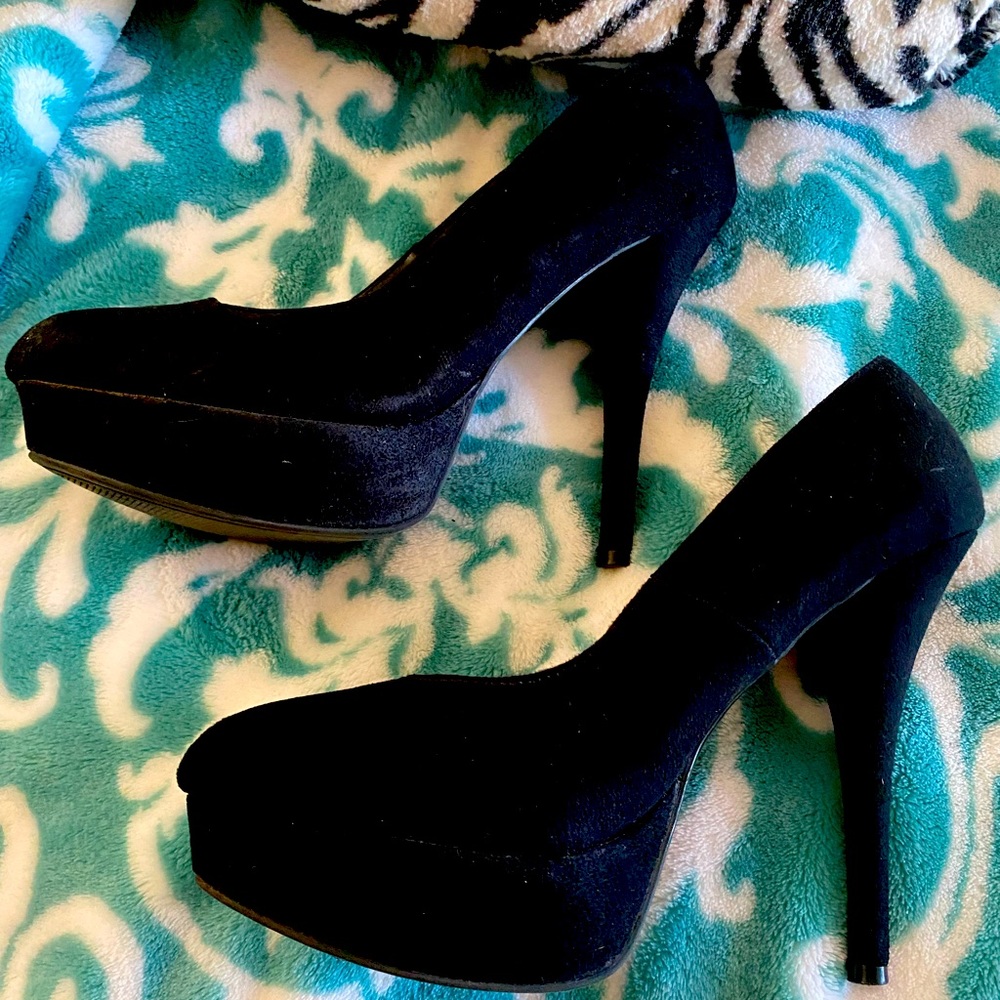 Black suede stilettos